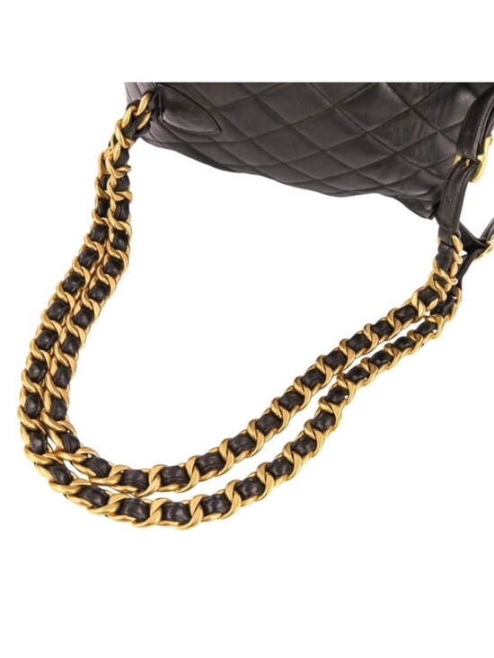 Chanel Vintage Quilted Lambskin Chain Shoulder Turnlock Backpack Black Pre Owned main image 7